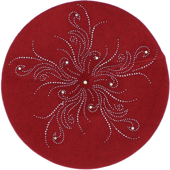 Beret Pentru Femei ButicCochet O Singură Mărime Vâscoză Design Cu Strasuri Burgundia Bsc451