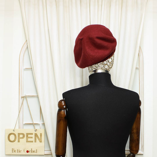Beretă De Damă ButicCochet O Singură Mărime Lână Design Paiete Burgundia Bsc430