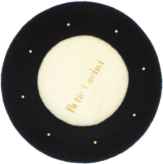Beretă De Damă ButicCochet Lână O Mărime Design Împodobit Cu Perle Negru Bsc573