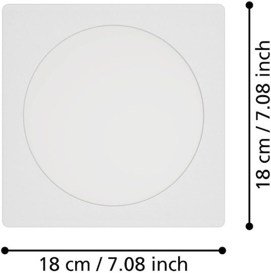Eglo Fueva Recessed LED Panel with Warm White Light 2700K