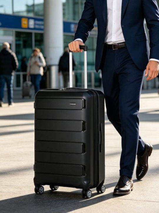 Newcom Suitcases Hard Black Maximum Height 71cm Set of 3pcs