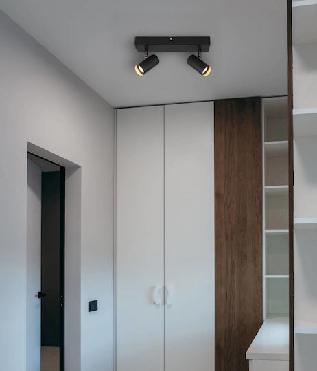Globo Lighting Dublu Spot Led Alb Cald Pe Negru