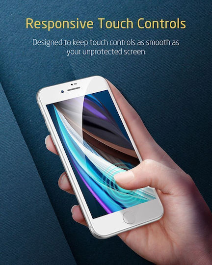 ESR Premium Quality Full Face Tempered Glass White (iPhone SE 2020 / 8 / 7)