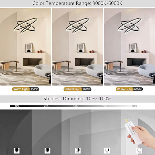 Lightplanet Lustră Negru LED cu Alb Natural Lumină