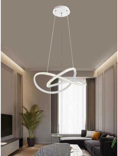 Lightplanet Lustră Alb LED cu Alb Natural Lumină cu cristale