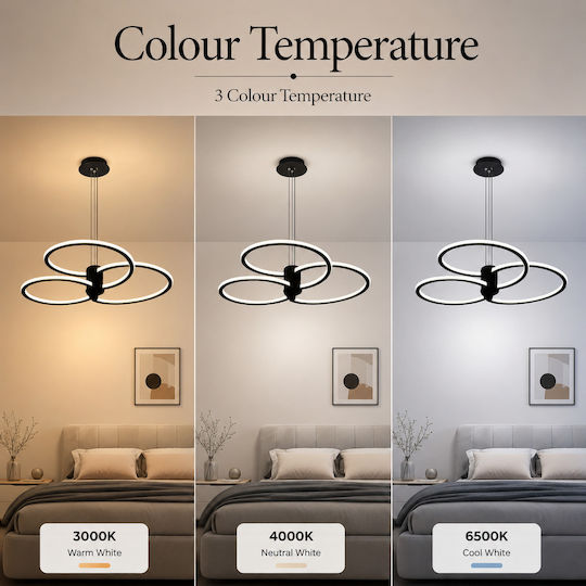 Lightplanet Lustră Negru LED cu Alb Natural Lumină