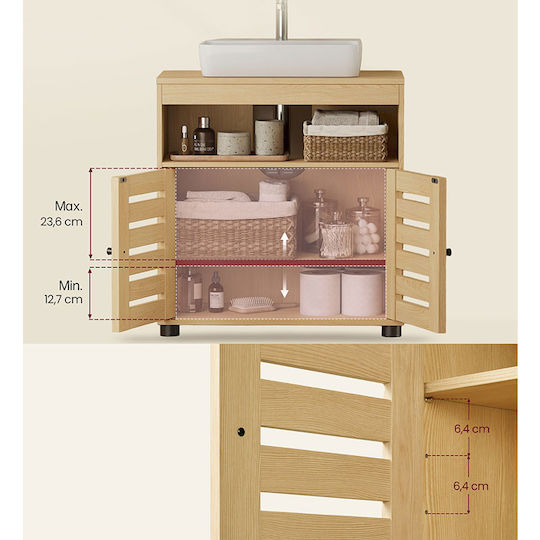 Vasagle Vanity Unit with Sink W60xD30xH63cm Brown