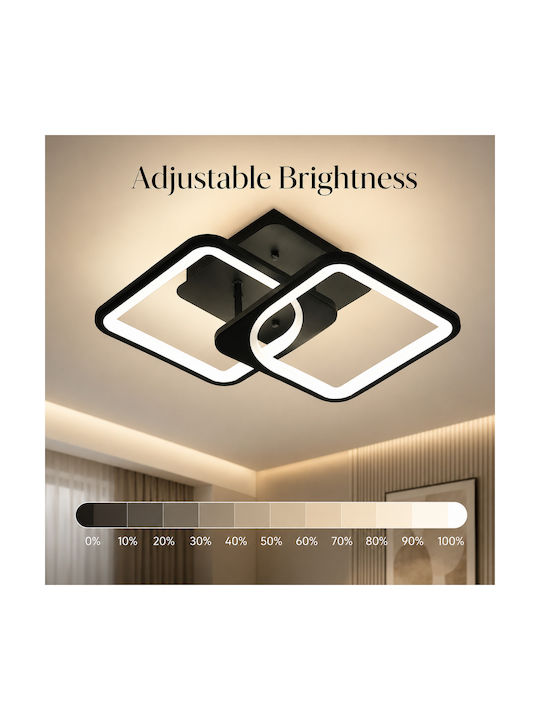 Lightplanet Plafonieră de Tavan 38buc Neagră cu LED Integrat și Telecomandă