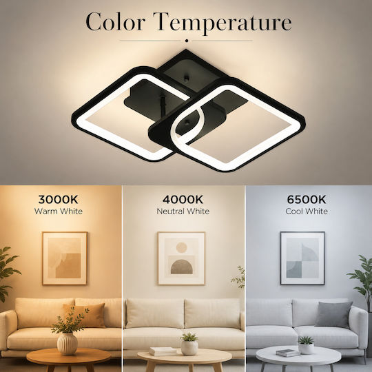 Lightplanet Deckenleuchte 38cm Schwarz mit Integrierter LED und Fernbedienung