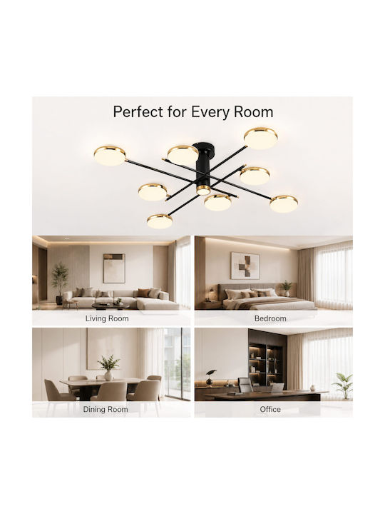 Lightplanet Plafonieră de Tavan Neagră cu LED Integrat și Telecomandă