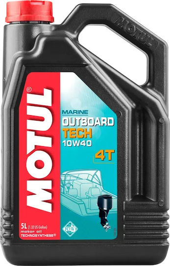 Motul Outboard Tech 10W-40 10W-40 Synthetic Boat Lubricant Λάδι για Τετράχρονους Εξωλέμβιους Κινητήρες 5lt