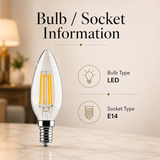 Lightplanet Bec LED 4W Pentru Bază De Bec E14 Și Formă C35 Alb Rece