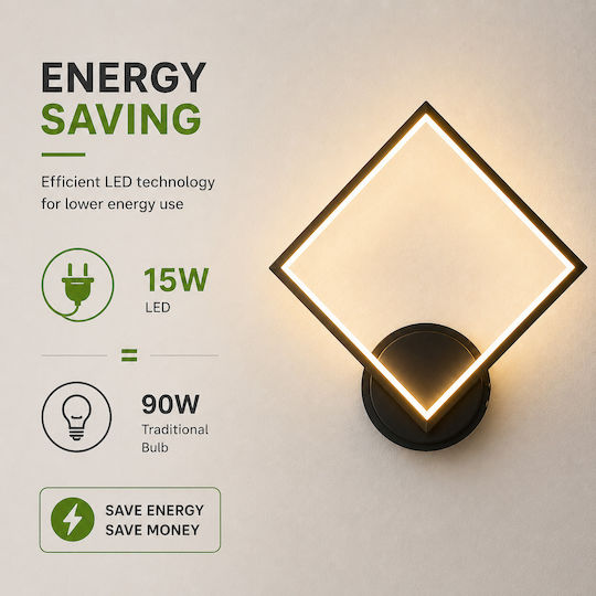 Lightplanet Φωτιστικό Τοίχου με Ενσωματωμένο LED Μαύρο