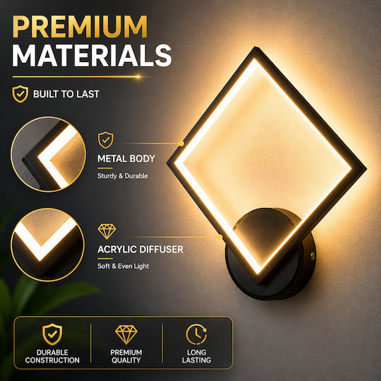 Lightplanet Φωτιστικό Τοίχου με Ενσωματωμένο LED Μαύρο