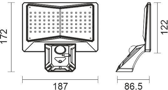 Spot Light Wall Mounted Solar Light 5W 350lm Cold White 6000K with Motion Sensor and Remote Control IP65