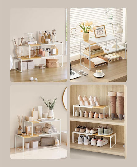 Songmics Επιτραπέζια Βάση Bamboo 2τμχ Λευκή