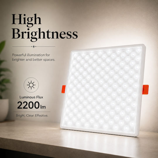 Lightplanet Încastrat Panou LED Putere 22W cu Alb Rece Lumini