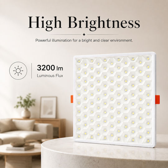 Lightplanet Încastrat Panou LED Putere 32W cu Alb Rece Lumini