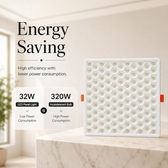 Lightplanet Încastrat Panou LED Putere 32W cu Alb Rece Lumini
