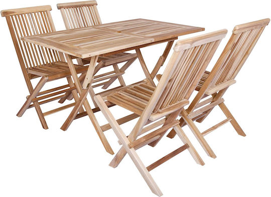 Set Sala De Mese Pentru Exterior Solid 5 Piese VidaXL Cu Suport Pentru Umbrelă