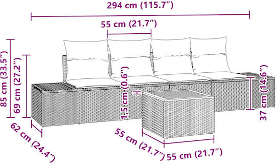 Garden & Outdoor Furniture Sets Living Room Set 5 Pieces Turquoise with Pillows