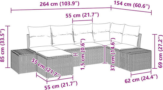 Garden & Outdoor Furniture Sets Living Room Set 6 Pieces Turquoise with Pillows