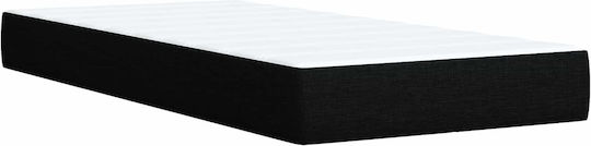 Single Upholstered Bed with Fabric Black with Slats and Mattress 90x190cm