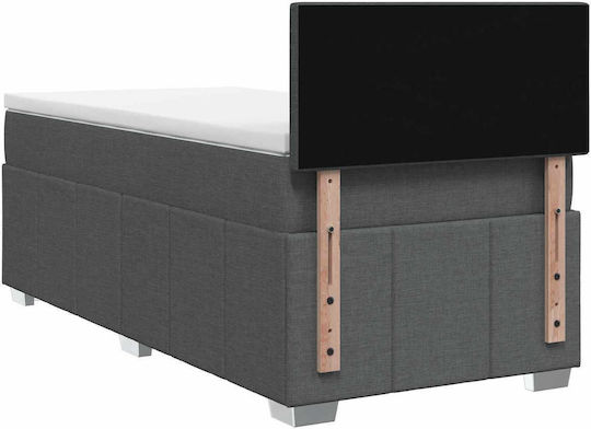 Einzelbett Mit Stoff Dunkelgrau Mit Lattenrost & Matratze 80x200cm