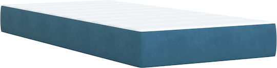 Einzelbett Mit Samt Dunkelblau Mit Lattenrost & Matratze 90x200cm