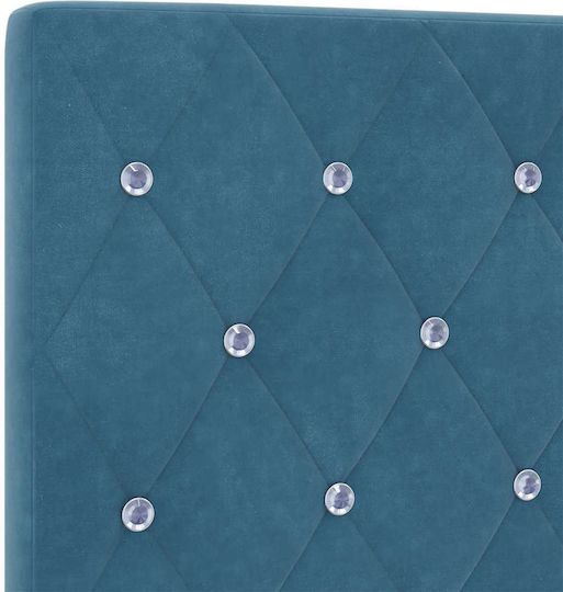 Einzelbett Mit Samt Dunkelblau Mit Lattenrost & Matratze 90x200cm