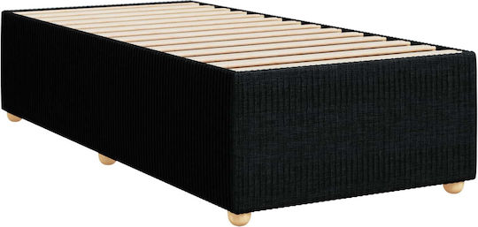 Single Upholstered Bed with Fabric Black with Slats and Mattress 80x200cm