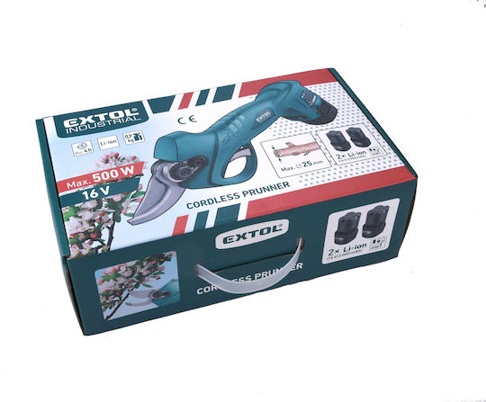 Extol Industrial 16v Foarfeca de grădină electrică Li-ion 2 Baterii 2000mah 25mm Tăiere