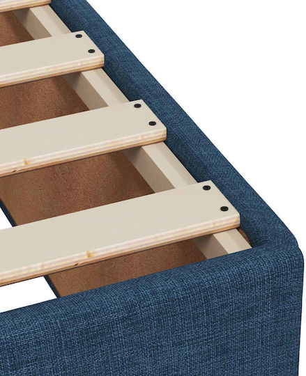 King Size Upholstered Fabric Bed Blue with Slats and Mattress 180x200cm