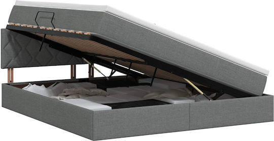 Dunkles Wandbett King Size Mit Samt Dunkelgrau Mit Lattenrost & Matratze 180x200cm