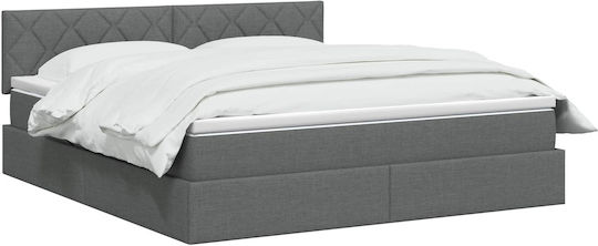 Dunkles Wandbett King Size Mit Samt Dunkelgrau Mit Lattenrost & Matratze 180x200cm