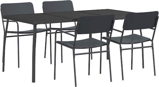 Garten- und Outdoor-Möbelsets Typsatz für Speisesaal 5 Stück Anthrazit