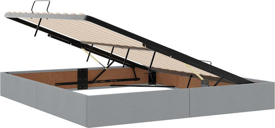 Wandbett King Size Bezogen mit Samt Hellgrau mit Lattenrost & Matratze 200x200cm