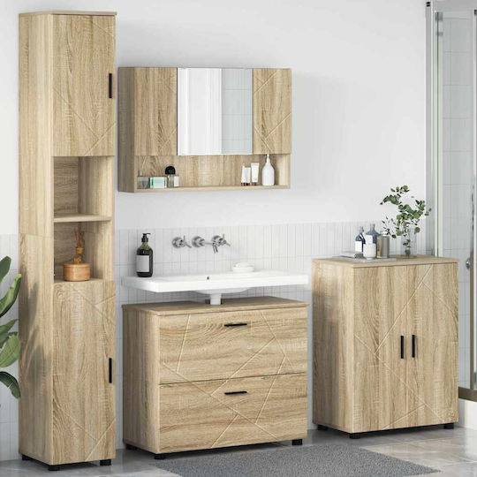 vidaXL Πάγκος με Νιπτήρα, Καθρέπτη & Στήλη Μ30xΒ35xΥ192cm Sonoma Δρυς