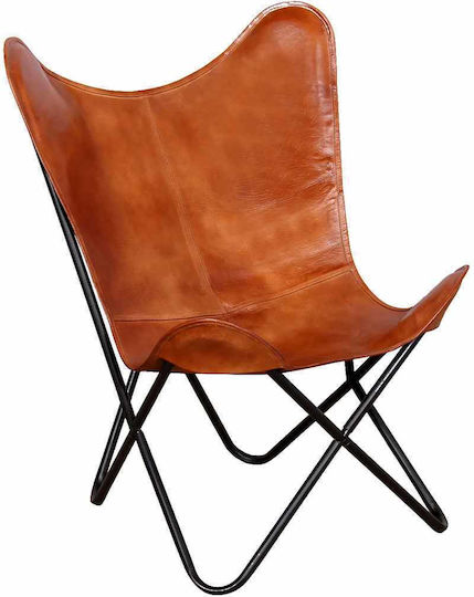 Sessel aus echtem Leder Braun 74x66x90cm