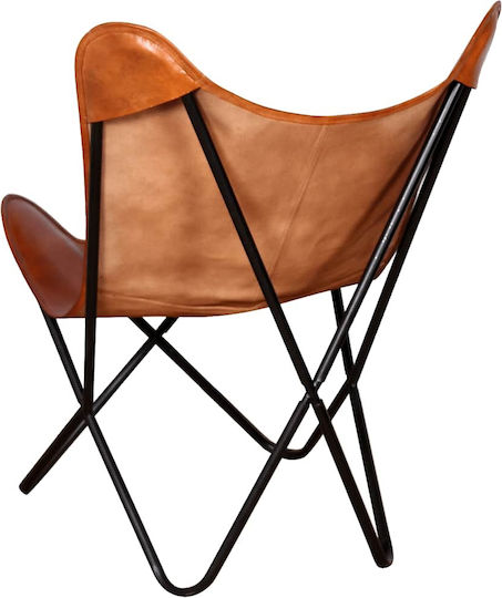 Sessel aus echtem Leder Braun 74x66x90cm