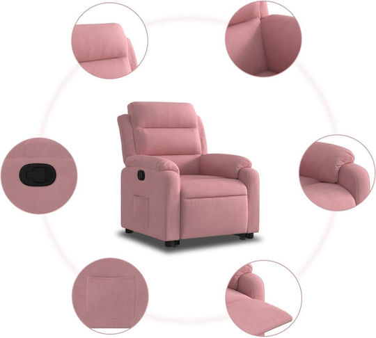 Relax Sessel mit Fußhocker Samt Rosa 75x92.5x100cm