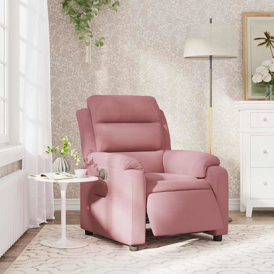 Πολυθρόνα Relax με Υποπόδιο Βελούδινη Ροζ 75x92.5x100cm