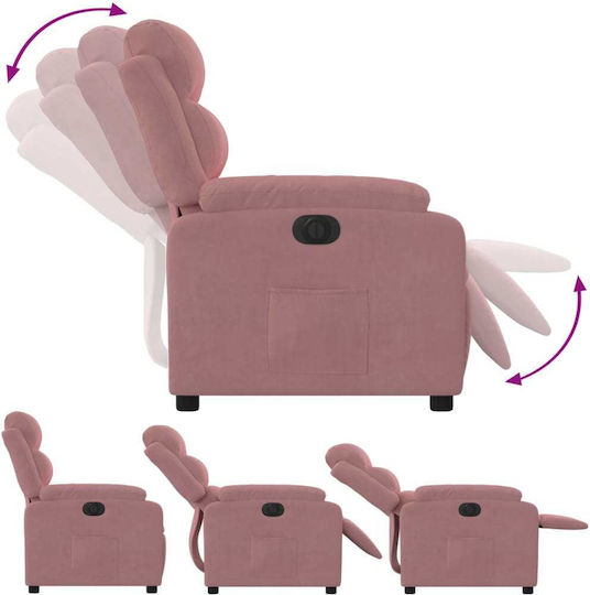 Πολυθρόνα Relax με Υποπόδιο Βελούδινη Ροζ 75x92.5x100cm