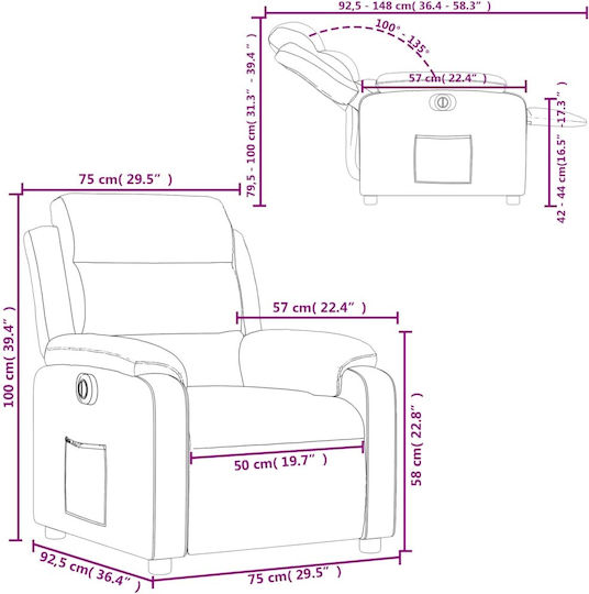 Πολυθρόνα Relax με Υποπόδιο Βελούδινη Ροζ 75x92.5x100cm