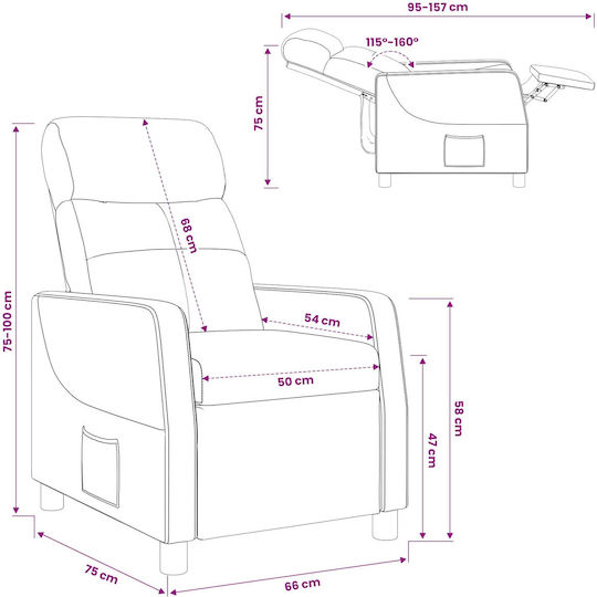 Relax Sessel Lila 66x95x100cm