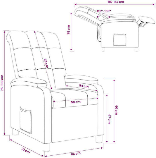 Relax Armchair Purple 66x95x100cm