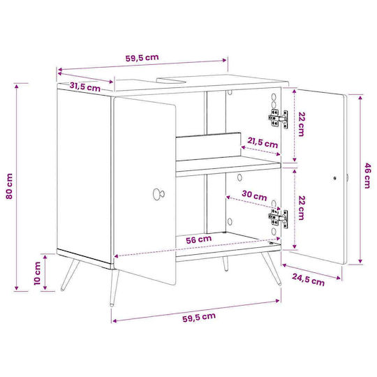 vidaXL vidaXL Бял Плот без мивка Ш59.5xД31.5xВ59cm