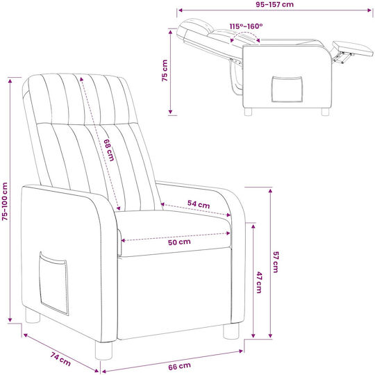 Relax Sessel Samt Gelb 66x95x100cm