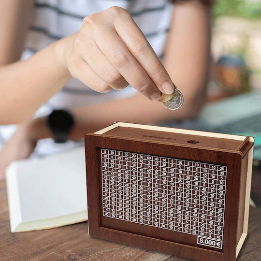 Ξύλινος Diy Κουμπαράς Αποταμίευσης Στόχο Χρημάτων Έως 5000 Ευρώ Μαρκαδόρο Σημείωσης Καφέ