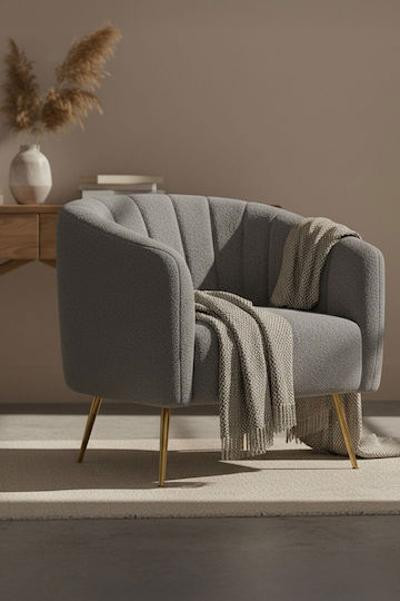 Ashvane Velvet Gray Armchair 78x75x79cm